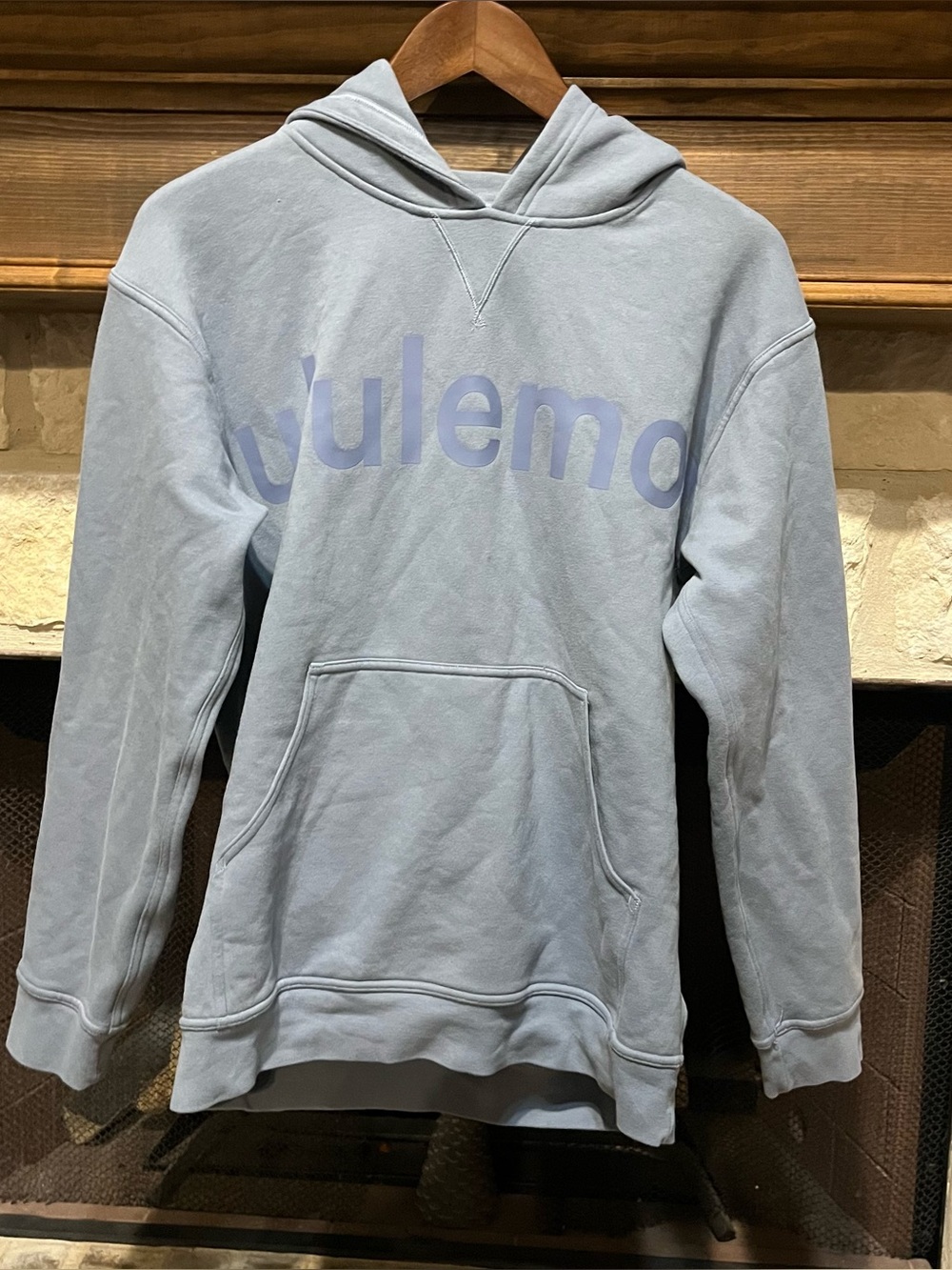 Lululemon All Yours Hoodie Graphic Chambray Blue Fleece Sweatshirt Size 8